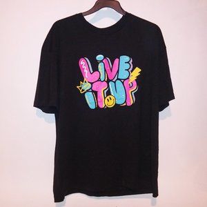Paid Dues Mens T Shirt XXL Black Pink Blue Live it Up Short Sleeve Crew Neck Pit